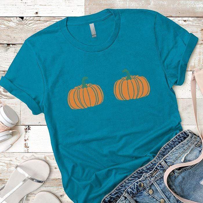 2 Pumpkins Premium Tees T-Shirts CustomCat Turquoise X-Small 