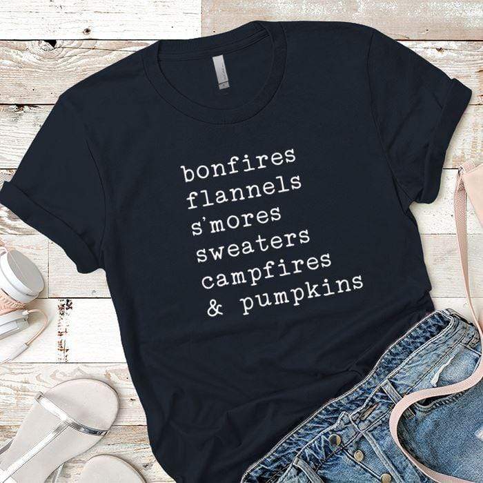 Bonfires Flannels Premium Tees T-Shirts CustomCat Midnight Navy X-Small 