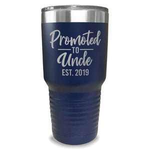 Promoted To Uncle (CUSTOM) With Date Engraved Tumblers Engraved Tumbler ZLAZER 30oz Tumbler Navy 