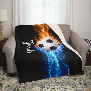 Fire And Lightning Sports Personalized Blankets