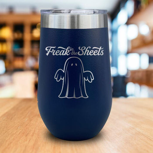 Freak In The Sheets Engraved Wine Tumbler LemonsAreBlue 16oz Wine Tumbler Navy 