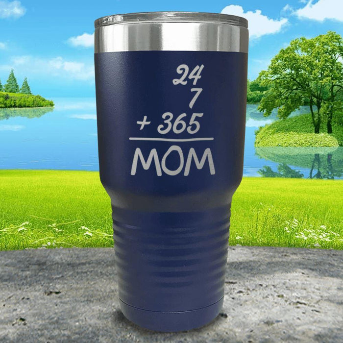 24/7 Mom Engraved Tumblers Tumbler ZLAZER 30oz Tumbler Navy 