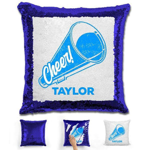 Cheerleader Personalized Magic Sequin Pillow Pillow GLAM Blue Light Blue 