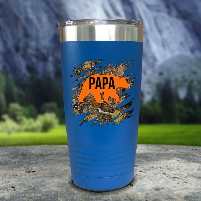 Papa And Mama Bear Camo Ripped Color Printed Tumblers