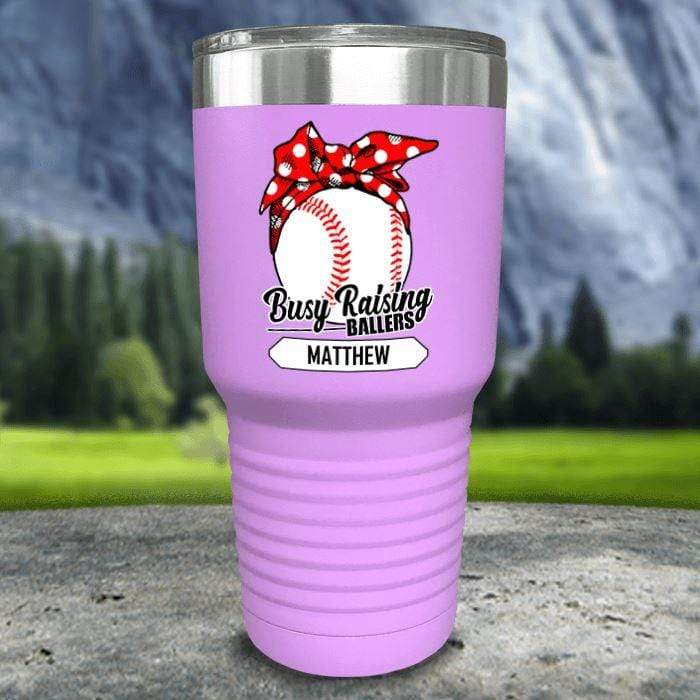 CUSTOM Busy Raising Ballers Color Printed Tumblers Tumbler Nocturnal Coatings 30oz Tumbler Baseball Lavender