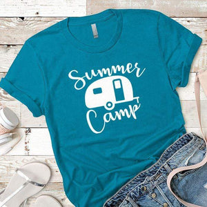 Summer Camp Premium Tees T-Shirts CustomCat Turquoise X-Small 