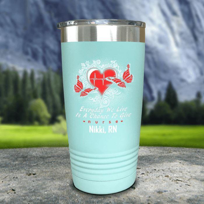 Personalized Nurse Give Color Printed Tumblers Tumbler ZLAZER 20oz Tumbler Mint 