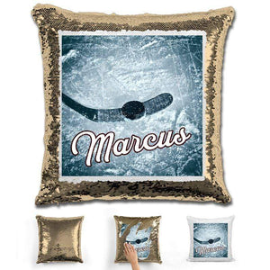 Hockey Personalized Magic Sequin Pillow Pillow GLAM Gold 