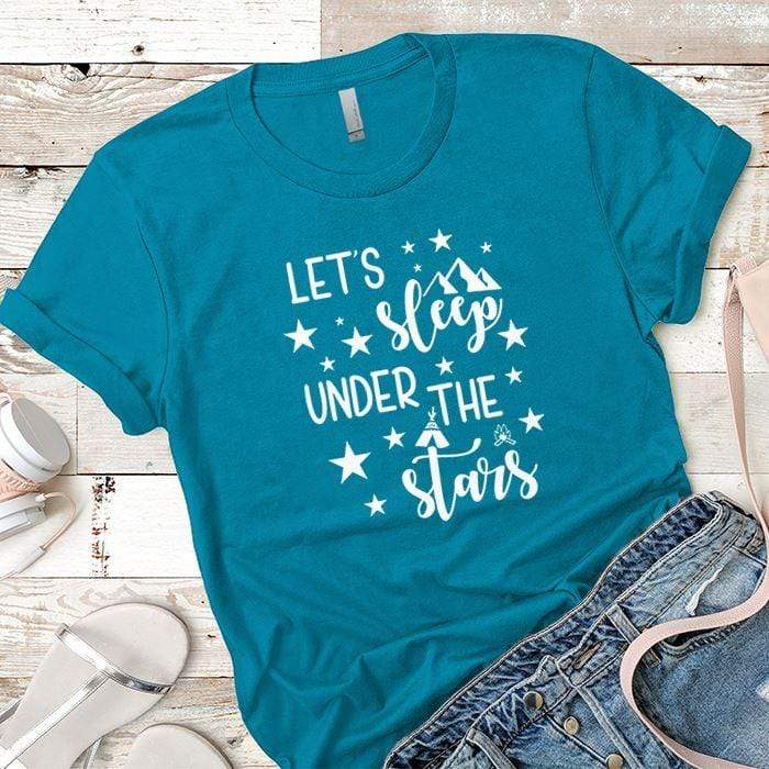 Lets Sleep Under The Stars Premium Tees T-Shirts CustomCat Turquoise X-Small 