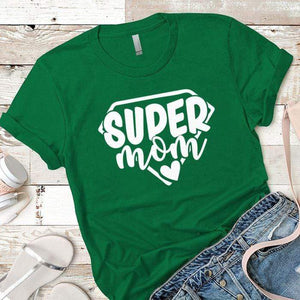 Super Mom Premium Tees T-Shirts CustomCat Kelly Green X-Small 