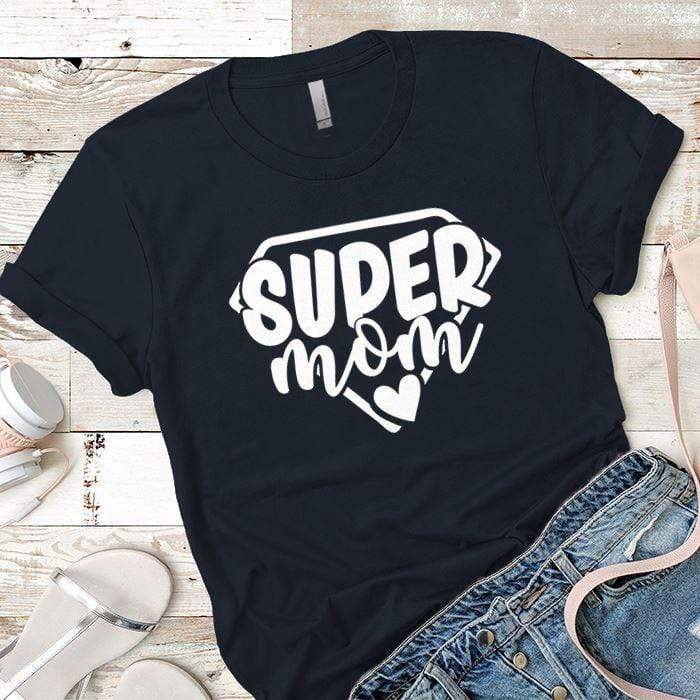 Super Mom Premium Tees T-Shirts CustomCat Midnight Navy X-Small 