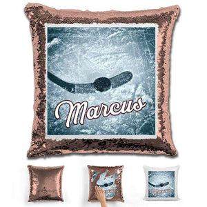 Hockey Personalized Magic Sequin Pillow Pillow GLAM Rose Gold 