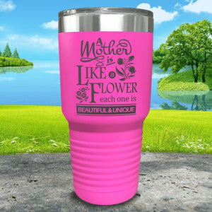 A Mother Is Like A Flower Engraved Tumbler Tumbler ZLAZER 30oz Tumbler Pink 