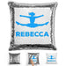 Competitive Cheerleader Personalized Magic Sequin Pillow Pillow GLAM Silver Light Blue 