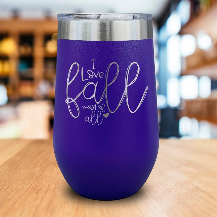 I Love Fall Engraved Wine Tumbler