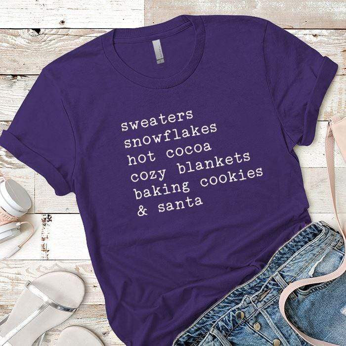 Sweaters Snowflakes Premium Tees T-Shirts CustomCat Purple Rush/ X-Small 