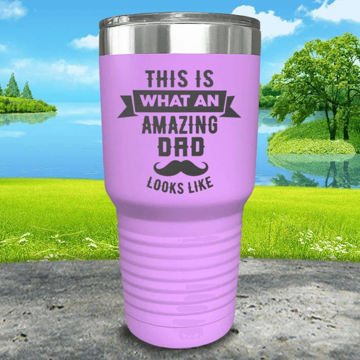 This Is What An Amazing Dad Looks Like Engraved Tumbler Tumbler ZLAZER 30oz Tumbler Lavender 