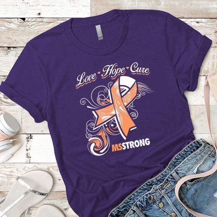 Love Hope Cure Premium Tees T-Shirts CustomCat Purple Rush/ X-Small 