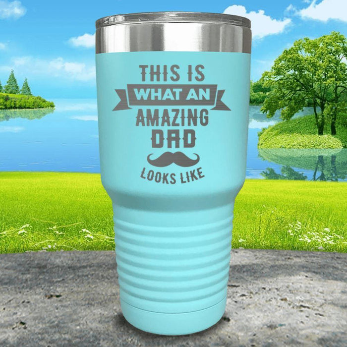 This Is What An Amazing Dad Looks Like Engraved Tumbler Tumbler ZLAZER 30oz Tumbler Mint 