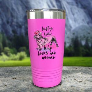 A Girl Who Loves Her Weiner Color Printed Tumblers Tumbler Nocturnal Coatings 20oz Tumbler Pink 