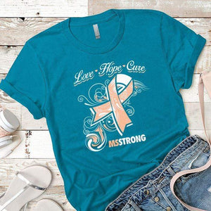 Love Hope Cure Premium Tees T-Shirts CustomCat Turquoise X-Small 