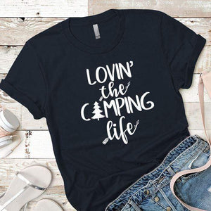 Lovin The Camping Life Premium Tees T-Shirts CustomCat Midnight Navy X-Small 