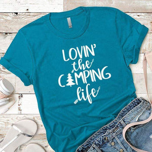 Lovin The Camping Life Premium Tees T-Shirts CustomCat Turquoise X-Small 