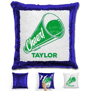 Cheerleader Personalized Magic Sequin Pillow Pillow GLAM Blue Green 