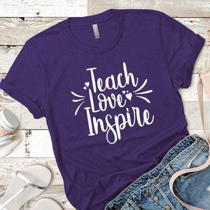 Teach Love Inspire Premium Tees T-Shirts CustomCat Purple Rush/ X-Small 
