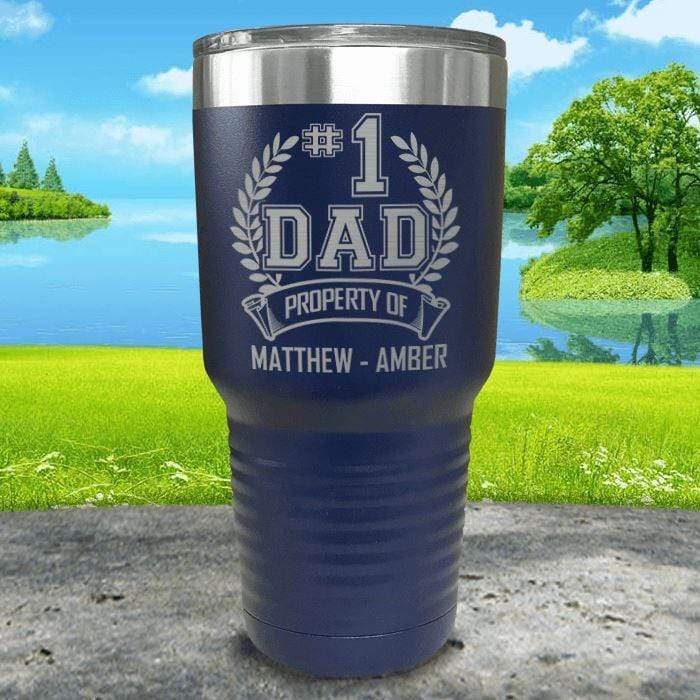 CUSTOM #1 Dad Engraved Tumblers Tumbler ZLAZER 30oz Tumbler Navy 