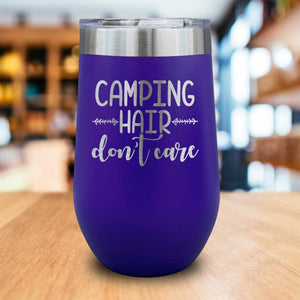 Camping Hair Don't Care Engraved Wine Tumbler