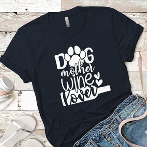 Dog Mother Wine Lover Premium Tees T-Shirts CustomCat Midnight Navy X-Small 