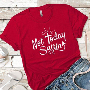 Not Today Satan Premium Tees T-Shirts CustomCat Red X-Small 