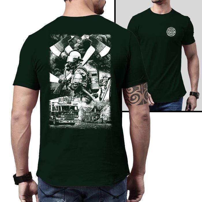 Firefighter Life Premium Tee T-Shirts CustomCat Forest Green X-Small 