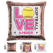 Personalized LOVE Softball Magic Sequin Pillow Pillow GLAM Rose Gold Pink 