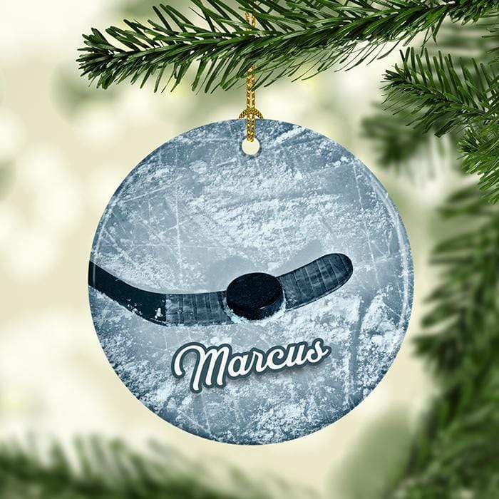 Hockey Puck Personalized Ceramic Ornaments