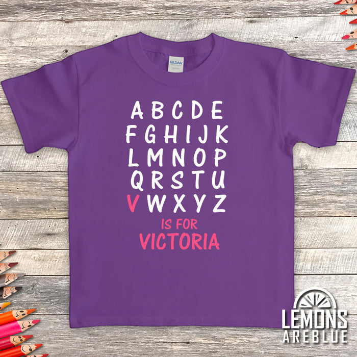 Personalized A to Z Kids Name Premium Youth Tees