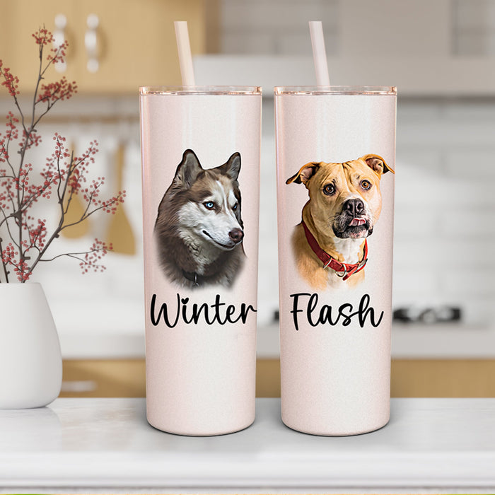 Pet Portrait - Cartoon Art Custom Skinny Tumbler