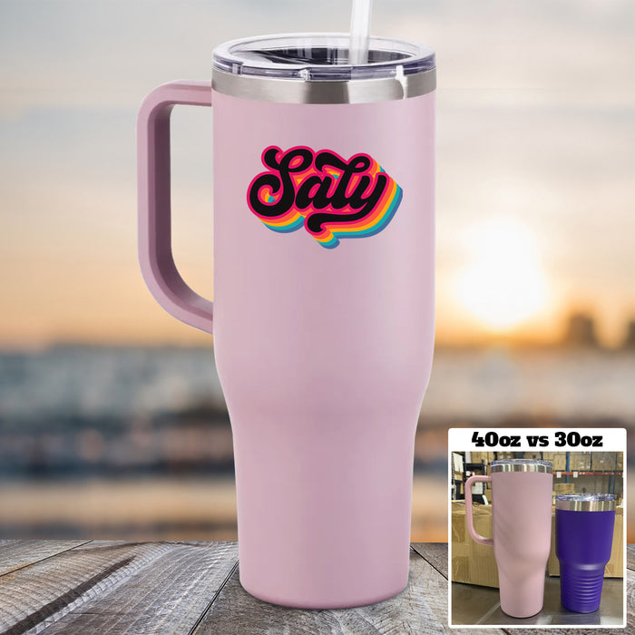 Personalized Name 40 oz Tumbler With Handle Color Printed Multiple Colors