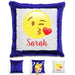 Kissy Face Emoji Personalized Magic Sequin Pillow Pillow GLAM Blue 