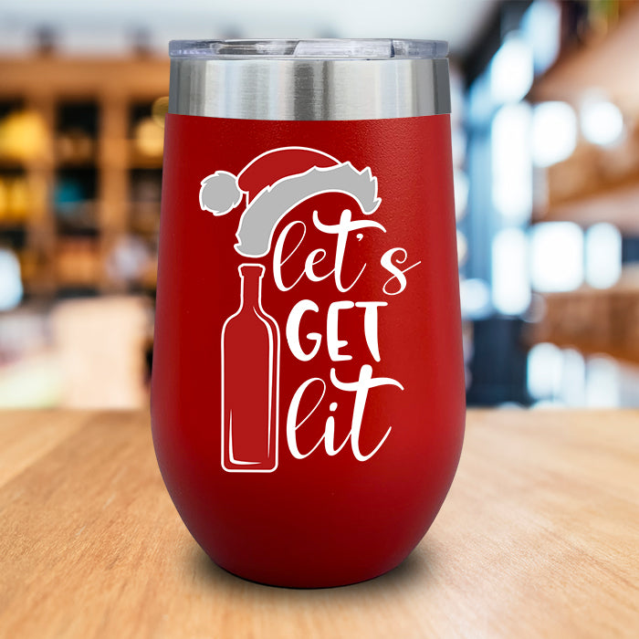 Let's Get Lit Christmas Color Printed Wine Tumbler