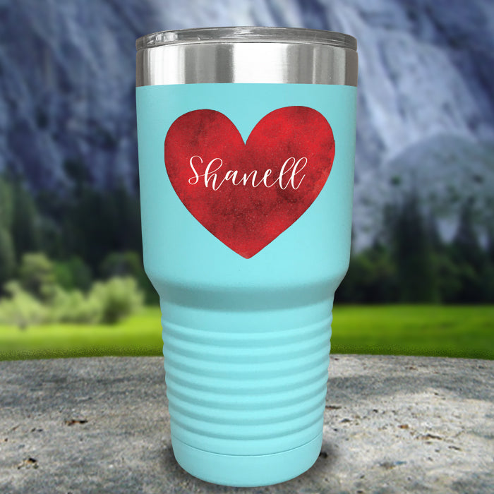 Heart Watercolor Personalized Color Printed Tumblers