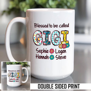 Grandparent Floral Letters Custom Name Double Sided Printed Mug