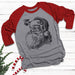 Vintage Santa Raglan T-Shirts CustomCat Heather Grey/Red X-Small 