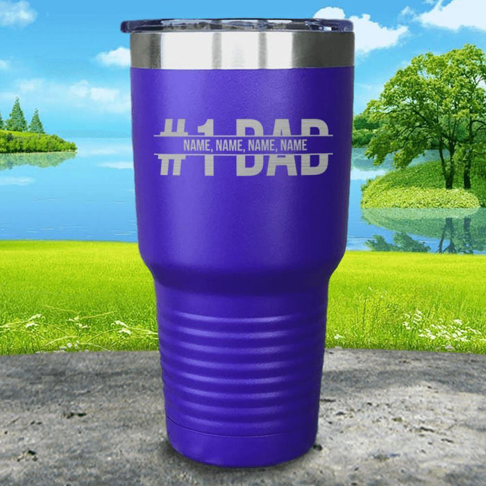 #1 Dad (CUSTOM) With Child's Name Engraved Tumbler Tumbler ZLAZER 30oz Tumbler Royal Purple 