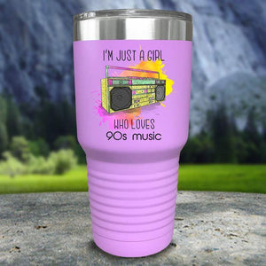 A Girl Who Loves 90s Music Color Printed Tumblers Tumbler Nocturnal Coatings 30oz Tumbler Lavender 