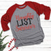 Naughty List Survivor Raglan T-Shirts CustomCat Heather Grey/Red X-Small 