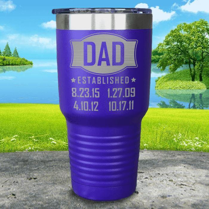 Dad Established CUSTOM Dates Engraved Tumblers Tumbler ZLAZER 30oz Tumbler Royal Purple 