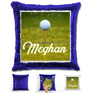 Golf Personalized Flip Sequin Pillow Pillow GLAM Blue 
