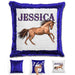 Beautiful Horse Personalized Magic Sequin Pillow Pillow GLAM Blue 